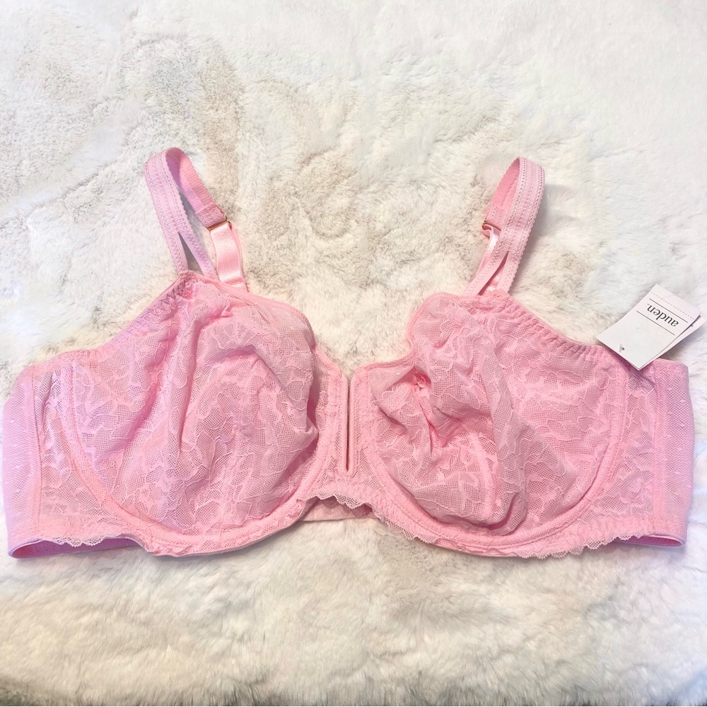 NWT Auden Pink Unlined Lace Underwire Balconette Bra 46D